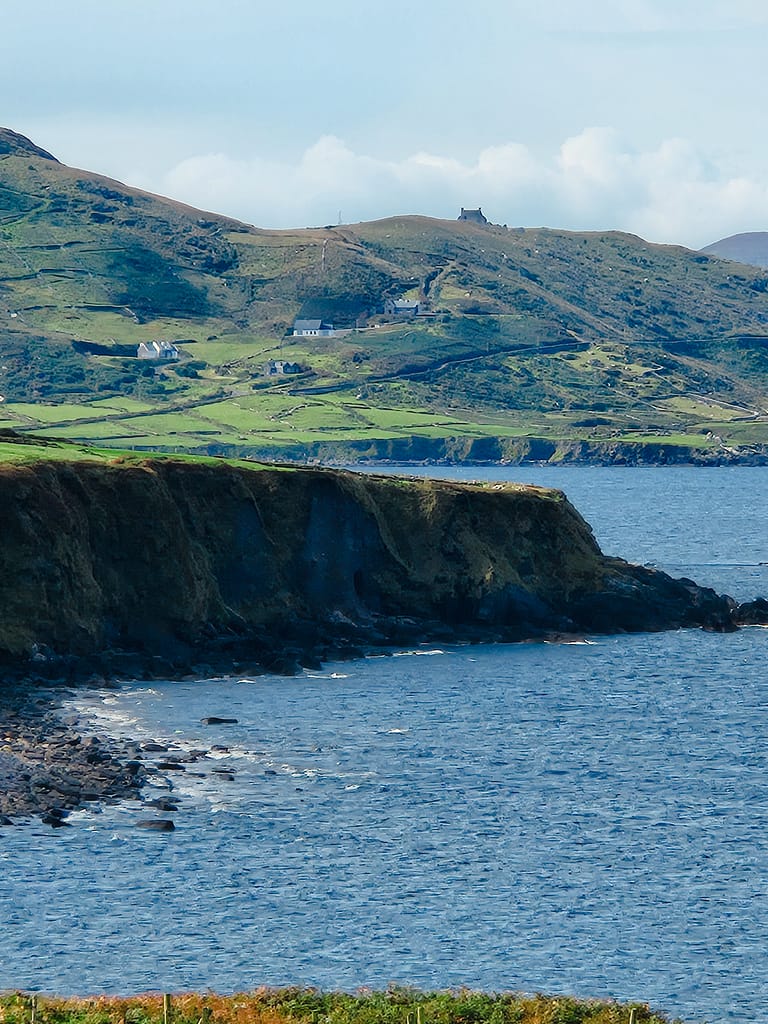 A view of the coast and mountains together.